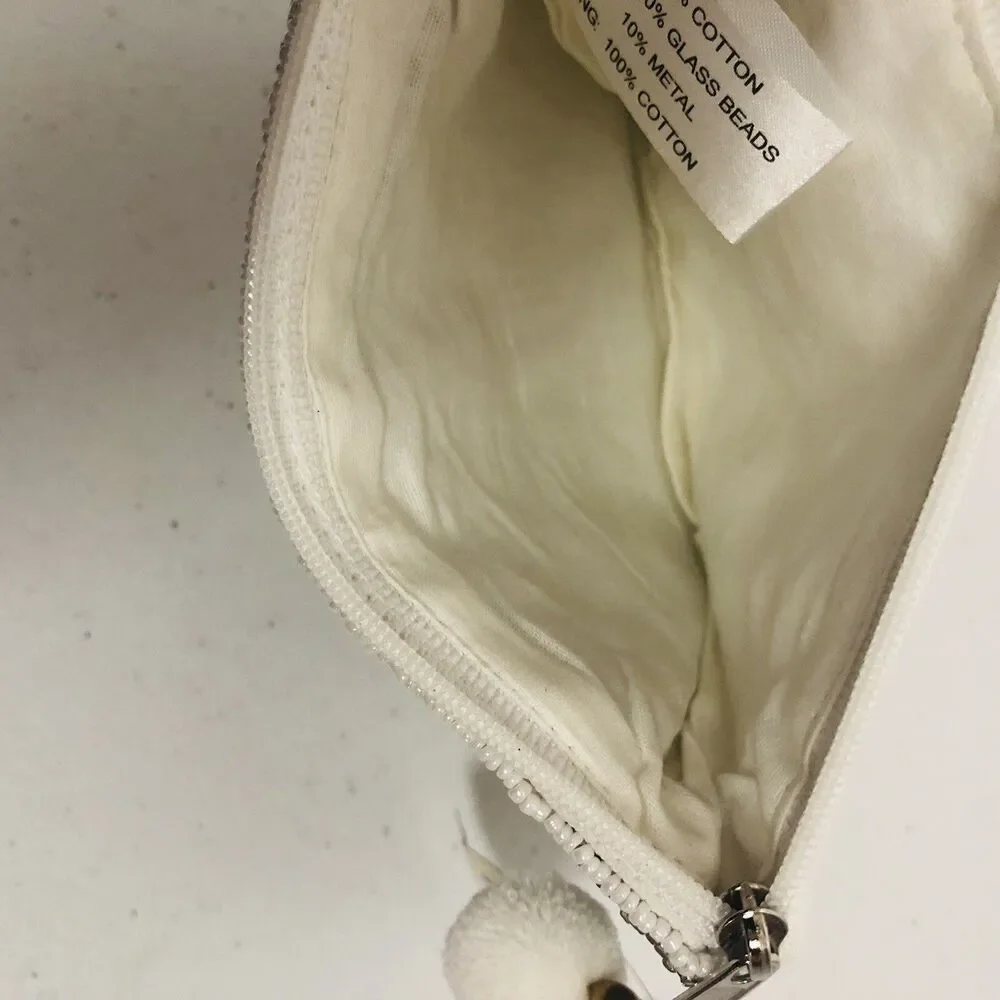Francesca's Glass Beaded Pouch Clutch Bag Purse Gold Heart Leopard Cougar Spots